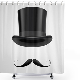 Personality  Moustaches And Stovepipe Hat Victorian Gentleman Shower Curtains