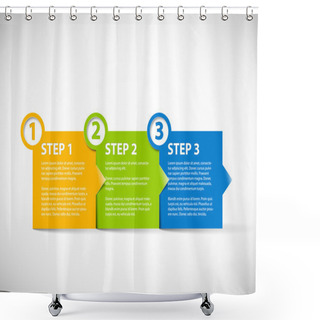 Personality  One Two Three - Vector Paper Steps Shower Curtains