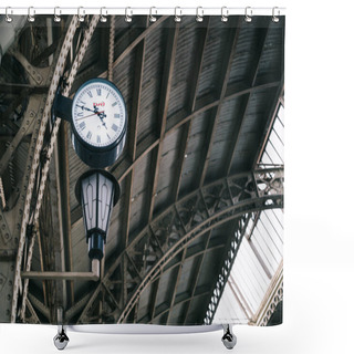 Personality  Architectural Elements, Vintage Lantern And Clock Close-up. Shower Curtains