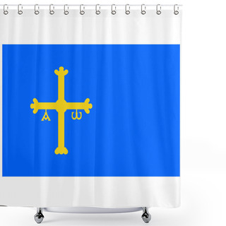 Personality  Vector Flag Of Spain Autonomous Community Province Asturias. Coat Of Arms Shower Curtains