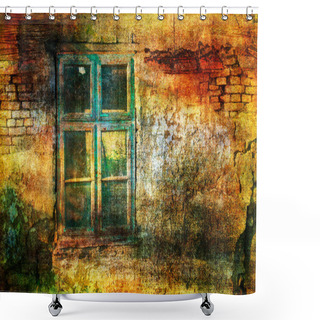 Personality  Art Grunge Background With Window Shower Curtains