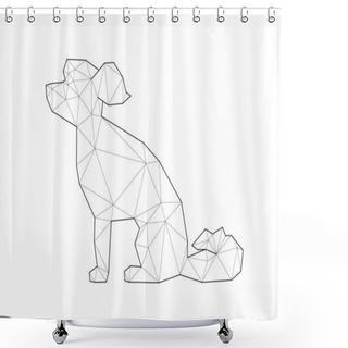 Personality  Low Poly Illustrations Of Dogs. Maltese Sitting On White Background. Shower Curtains