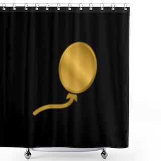 Personality  Balloon Black Oval Shape Gold Plated Metalic Icon Or Logo Vector Shower Curtains