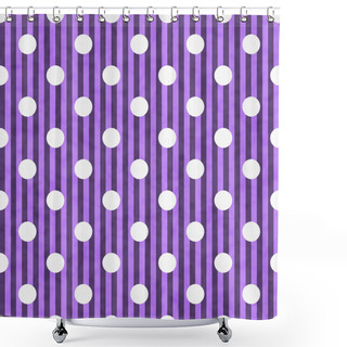 Personality  Purple And White Polka Dot And Stripes Fabric Background Shower Curtains