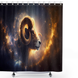 Personality  Mouflon Ram In Space. Elements Of This Image Are Furnished By NASA. High Quality Photo Shower Curtains