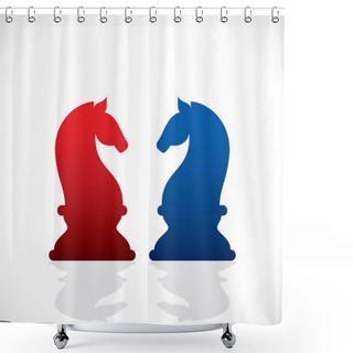 Personality  Red And Blue Horse Shower Curtains
