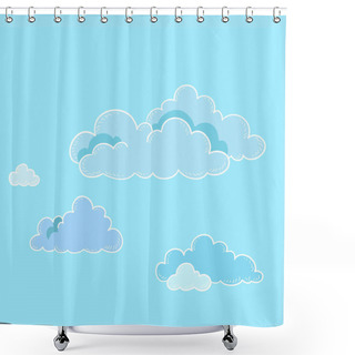 Personality  Cartoon Sky And Clouds. Vector Illustration. Shower Curtains