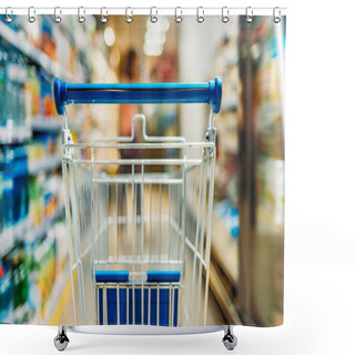 Personality  Empty Shopping Cart In Supermarket Shower Curtains