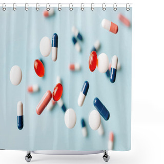 Personality  Flying Pill Tablet Capsule Levitation Medicine. Medical Treatment For Disease Flu Virus Shower Curtains