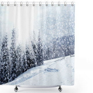 Personality  Beautiful Winter Landscape With Snow Covered Trees Shower Curtains