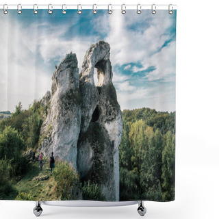 Personality  Okiennik Wielki, Limestone Rock, Window Rock, Silesia, Poland. Shower Curtains