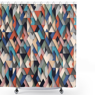 Personality  Abstract Colorful Geometric  Background, 3D Effect, Trendy Color Shower Curtains