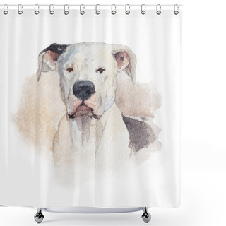 Personality  Watercolor Artistic Dog Portrait Isolated On White Background. Cute Pet Animal Hand Drawn. Animal Concept. Watercolor Concept. Shower Curtains
