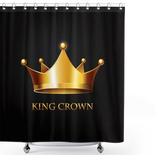 Personality  Gold Crown  On Black Shower Curtains