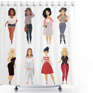 Personality  Set Of Various Curvy Women Shower Curtains