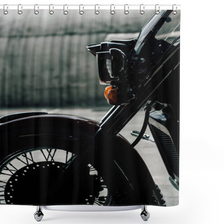 Personality  Motorbike Parked On Pavement  Shower Curtains