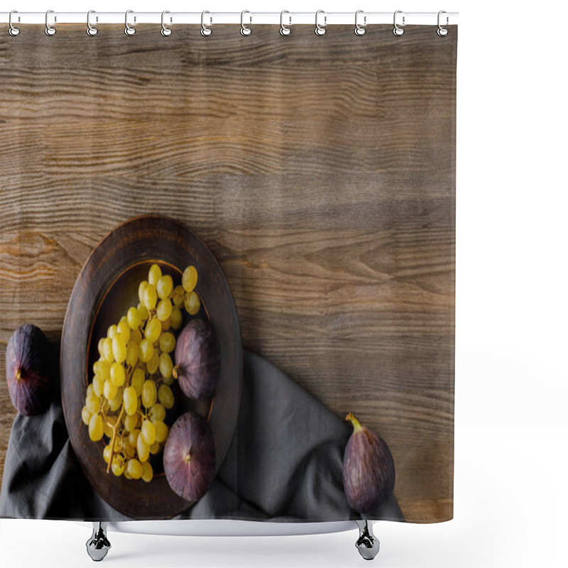 Personality  Figs And Grapes On Plate Shower Curtains