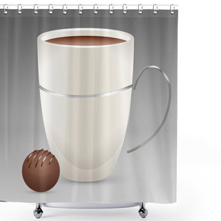 Personality  Vector Illustration Of Coffee Cup With Candy. Shower Curtains
