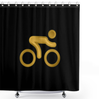 Personality  Bicycle Race Gold Plated Metalic Icon Or Logo Vector Shower Curtains