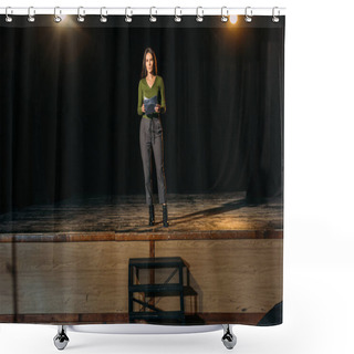 Personality  Beautiful Actress Standing On Stage In Theatre Shower Curtains