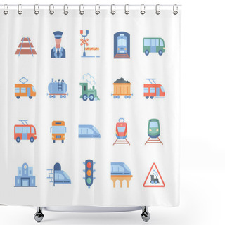 Personality  Set Of Transport Icons Shower Curtains