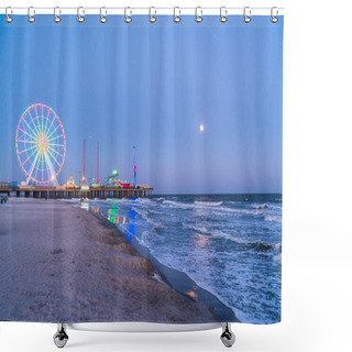 Personality  Steel Pier With Reflection At Night,Atlantic City,new Jersey,usa. Shower Curtains