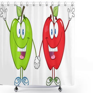 Personality  Green And Red Apples Shower Curtains