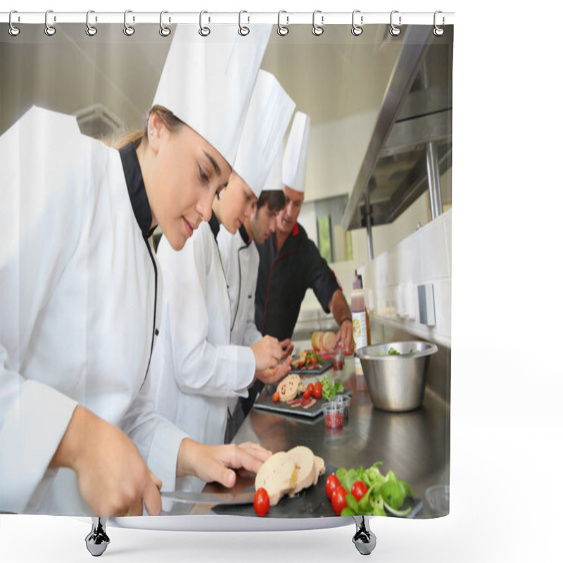 Personality  Chefs Preparing Delicatessen Dishes Shower Curtains
