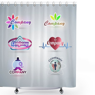 Personality  Illustration Of Set Of Symbol For Logo Designing Shower Curtains