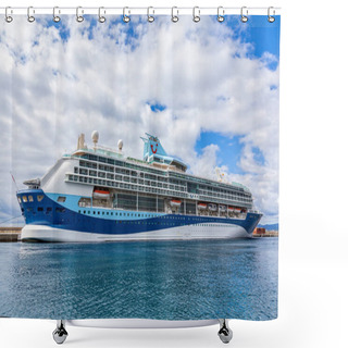 Personality  Big Cruise Ship In Harbor Palamos In Spain, Tui Discovery,  Shower Curtains