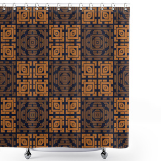Personality  Asian Look Square Geometric Seamless Pattern Shower Curtains