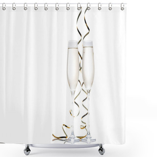 Personality  Glasses Of Champagne With Ribbons Shower Curtains