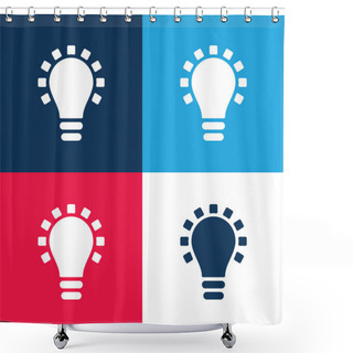 Personality  Black Lightbulb Symbol Blue And Red Four Color Minimal Icon Set Shower Curtains