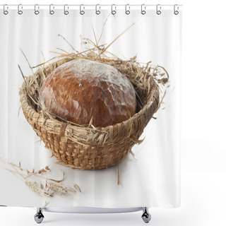 Personality  Bread In Vintage Wickerwork Basket Shower Curtains