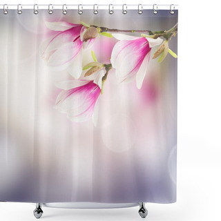 Personality  Pink  Magnolia Tree Flowers Shower Curtains