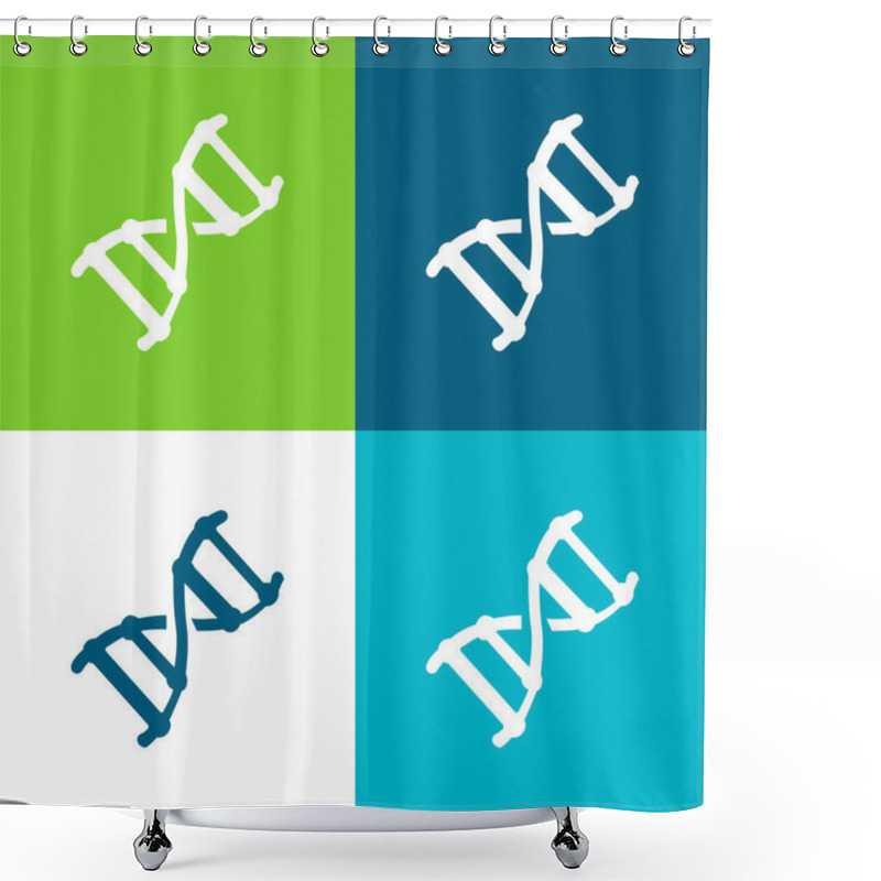 Personality  Biotech Flat Four Color Minimal Icon Set Shower Curtains