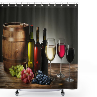 Personality  Still-life With Wine, Cheeses And Fruits. Shower Curtains