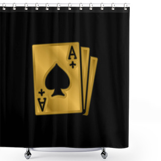 Personality  Ace Of Spades Gold Plated Metalic Icon Or Logo Vector Shower Curtains