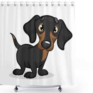 Personality  Cartoon Vector Illustration Of Cute Purebred Dachshund Dog. Isolated On White Background Shower Curtains