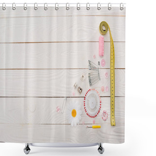 Personality  Workshop With Needlework Details And Tools Shower Curtains