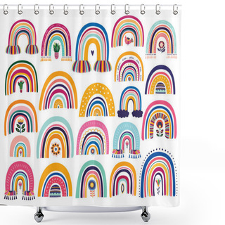 Personality  Decorative Abstract Art Collection With Modern Rainbows. Hand-drawn Modern Vector Illustration. Trendy Colorful Fresh Summer Decorative Collection Shower Curtains