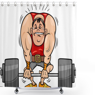 Personality  Weightlifting Sportsman Cartoon Illustration Shower Curtains