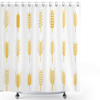 Personality  Cereals Icon Set With Rice, Wheat, Corn, Oats, Rye, Barley. Shower Curtains
