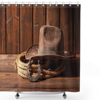 Personality  Horseshoe Hat Lasso Shower Curtains