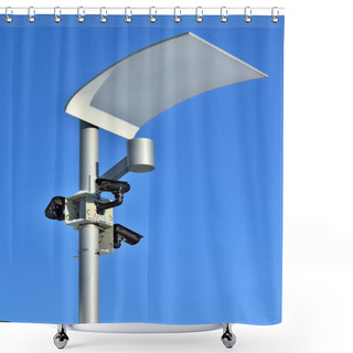 Personality  Surveillance Camera And Modern Lighting Shower Curtains