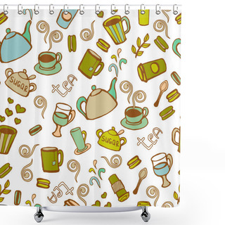 Personality  Tea And Coffee  Seamless Background. Shower Curtains
