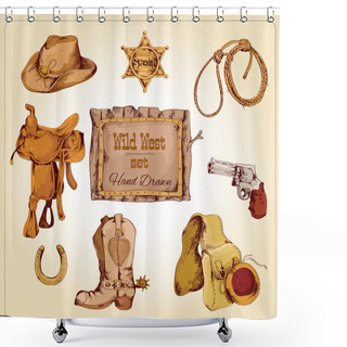 Personality  Wild West Set Colored Shower Curtains