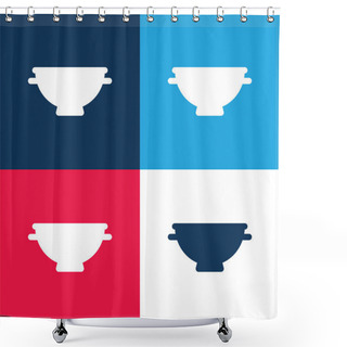 Personality  Big Bowl Blue And Red Four Color Minimal Icon Set Shower Curtains