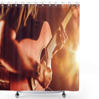 Personality  Acoustic Guitar Playing Shower Curtains