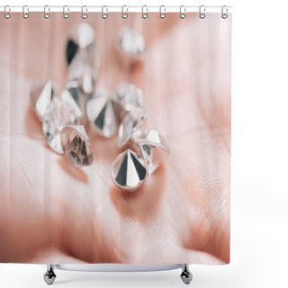 Personality  Close Up Of Shiny Small Pure Diamonds In Hand Shower Curtains